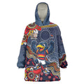 Personalized Adelaide Crows Mascot Wearable Blanket Hoodie Aboriginal Dot Art Style Vibrant Indigenous Pattern Design