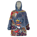 Personalized Adelaide Crows Mascot Wearable Blanket Hoodie Aboriginal Dot Art Style Vibrant Indigenous Pattern Design