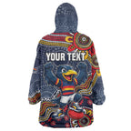 Personalized Adelaide Crows Mascot Wearable Blanket Hoodie Aboriginal Dot Art Style Vibrant Indigenous Pattern Design