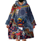Personalized Adelaide Crows Mascot Wearable Blanket Hoodie Aboriginal Dot Art Style Vibrant Indigenous Pattern Design