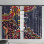 Personalized Adelaide Crows Mascot Window Curtain Aboriginal Dot Art Style Vibrant Indigenous Pattern Design