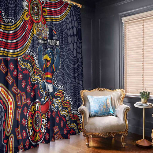 Personalized Adelaide Crows Mascot Window Curtain Aboriginal Dot Art Style Vibrant Indigenous Pattern Design