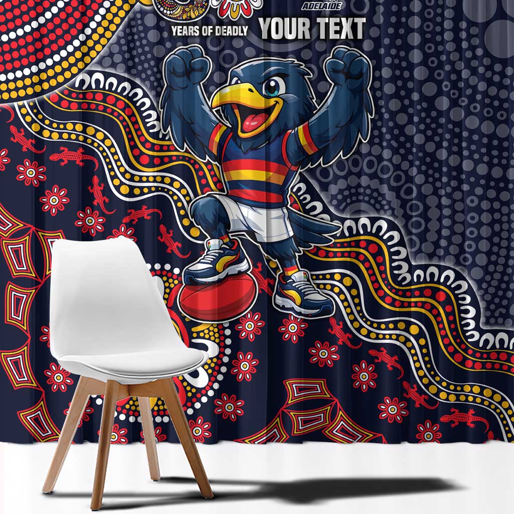 Personalized Adelaide Crows Mascot Window Curtain Aboriginal Dot Art Style Vibrant Indigenous Pattern Design