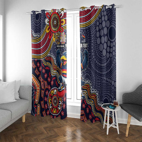 Personalized Adelaide Crows Mascot Window Curtain Aboriginal Dot Art Style Vibrant Indigenous Pattern Design