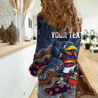 Personalized Adelaide Crows Mascot Women Casual Shirt Aboriginal Dot Art Style Vibrant Indigenous Pattern Design