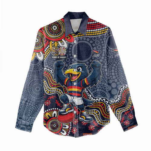 Personalized Adelaide Crows Mascot Women Casual Shirt Aboriginal Dot Art Style Vibrant Indigenous Pattern Design