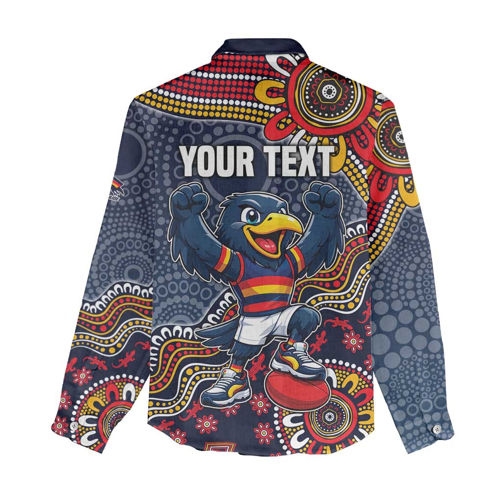 Personalized Adelaide Crows Mascot Women Casual Shirt Aboriginal Dot Art Style Vibrant Indigenous Pattern Design