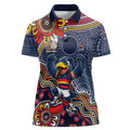 Personalized Adelaide Crows Mascot Women Polo Shirt Aboriginal Dot Art Style Vibrant Indigenous Pattern Design