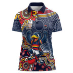 Personalized Adelaide Crows Mascot Women Polo Shirt Aboriginal Dot Art Style Vibrant Indigenous Pattern Design