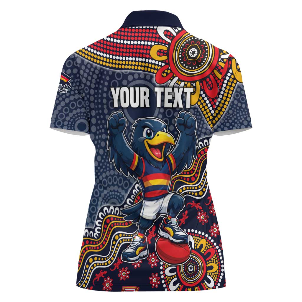 Personalized Adelaide Crows Mascot Women Polo Shirt Aboriginal Dot Art Style Vibrant Indigenous Pattern Design