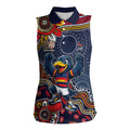 Personalized Adelaide Crows Mascot Women Sleeveless Polo Shirt Aboriginal Dot Art Style Vibrant Indigenous Pattern Design