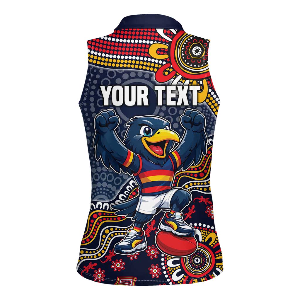 Personalized Adelaide Crows Mascot Women Sleeveless Polo Shirt Aboriginal Dot Art Style Vibrant Indigenous Pattern Design