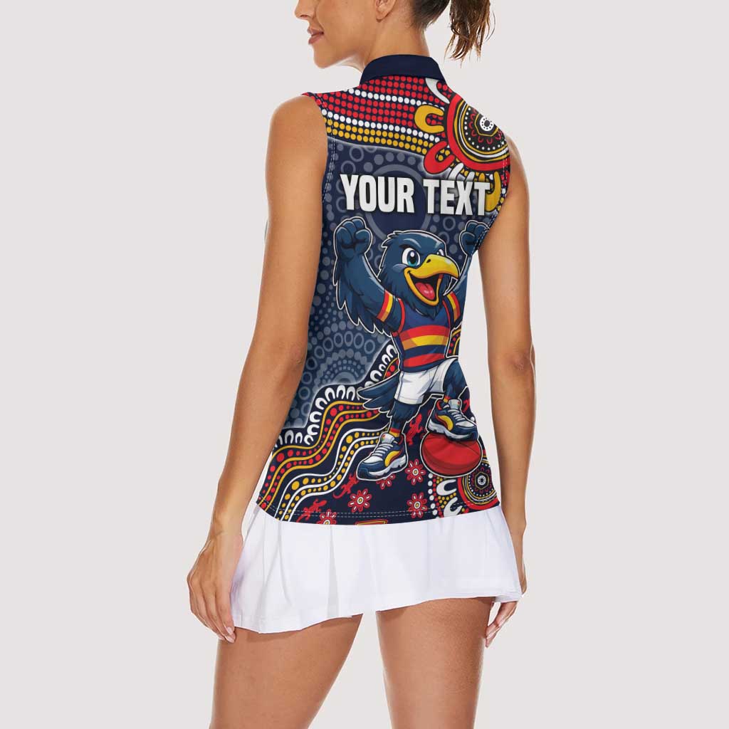 Personalized Adelaide Crows Mascot Women Sleeveless Polo Shirt Aboriginal Dot Art Style Vibrant Indigenous Pattern Design