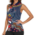 Personalized Adelaide Crows Mascot Women Sleeveless Polo Shirt Aboriginal Dot Art Style Vibrant Indigenous Pattern Design