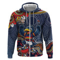 Personalized Adelaide Crows Mascot Zip Hoodie Aboriginal Dot Art Style Vibrant Indigenous Pattern Design