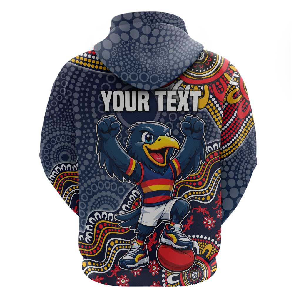 Personalized Adelaide Crows Mascot Zip Hoodie Aboriginal Dot Art Style Vibrant Indigenous Pattern Design