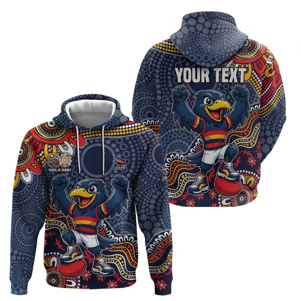 Personalized Adelaide Crows Mascot Zip Hoodie Aboriginal Dot Art Style Vibrant Indigenous Pattern Design