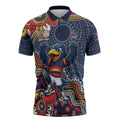 Personalized Adelaide Crows Mascot Zipper Polo Shirt Aboriginal Dot Art Style Vibrant Indigenous Pattern Design