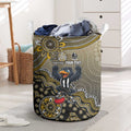 Personalized Magpies Football Mascot Laundry Basket Aboriginal Dot Art Style Vibrant Indigenous Pattern Design