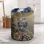 Personalized Magpies Football Mascot Laundry Basket Aboriginal Dot Art Style Vibrant Indigenous Pattern Design
