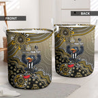 Personalized Magpies Football Mascot Laundry Basket Aboriginal Dot Art Style Vibrant Indigenous Pattern Design