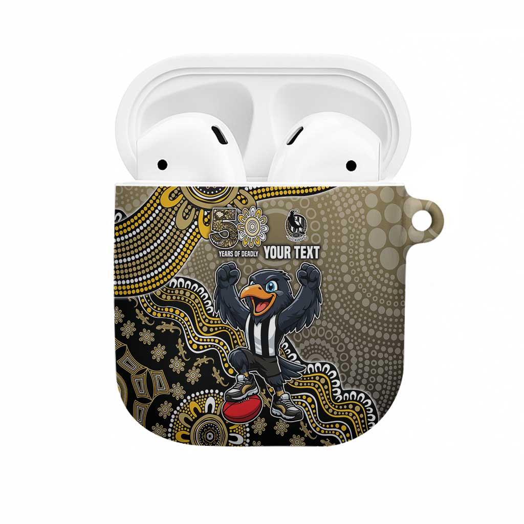 Personalized Magpies Football Mascot AirPods Case Aboriginal Dot Art Style Vibrant Indigenous Pattern Design