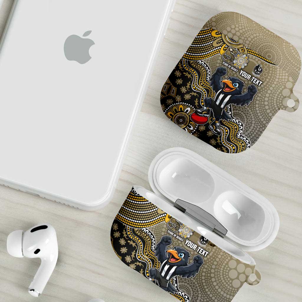 Personalized Magpies Football Mascot AirPods Case Aboriginal Dot Art Style Vibrant Indigenous Pattern Design