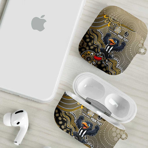 Personalized Magpies Football Mascot AirPods Case Aboriginal Dot Art Style Vibrant Indigenous Pattern Design