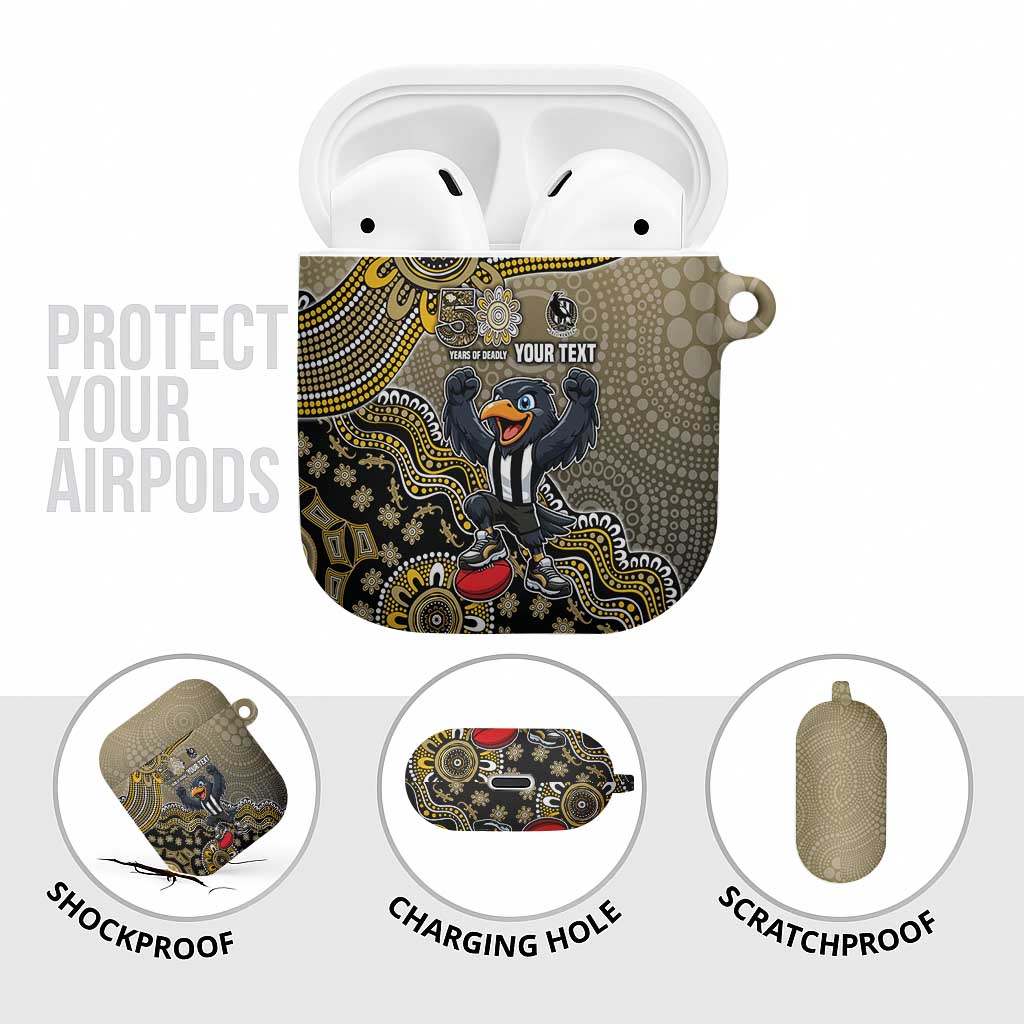 Personalized Magpies Football Mascot AirPods Case Aboriginal Dot Art Style Vibrant Indigenous Pattern Design