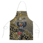 Personalized Magpies Football Mascot Apron Aboriginal Dot Art Style Vibrant Indigenous Pattern Design