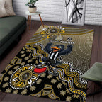 Personalized Magpies Football Mascot Area Rug Aboriginal Dot Art Style Vibrant Indigenous Pattern Design