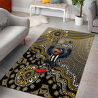Personalized Magpies Football Mascot Area Rug Aboriginal Dot Art Style Vibrant Indigenous Pattern Design