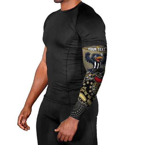 Personalized Magpies Football Mascot Arm Sleeves Aboriginal Dot Art Style Vibrant Indigenous Pattern Design
