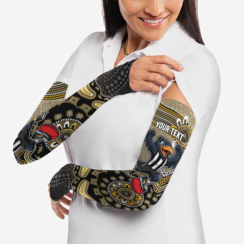 Personalized Magpies Football Mascot Arm Sleeves Aboriginal Dot Art Style Vibrant Indigenous Pattern Design