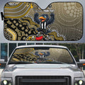Personalized Magpies Football Mascot Auto Sun Shade Aboriginal Dot Art Style Vibrant Indigenous Pattern Design