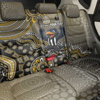Personalized Magpies Football Mascot Back Car Seat Cover Aboriginal Dot Art Style Vibrant Indigenous Pattern Design