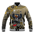Personalized Magpies Football Mascot Baseball Jacket Aboriginal Dot Art Style Vibrant Indigenous Pattern Design