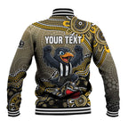 Personalized Magpies Football Mascot Baseball Jacket Aboriginal Dot Art Style Vibrant Indigenous Pattern Design