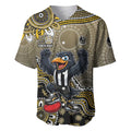Personalized Magpies Football Mascot Baseball Jersey Aboriginal Dot Art Style Vibrant Indigenous Pattern Design
