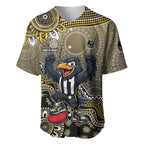 Personalized Magpies Football Mascot Baseball Jersey Aboriginal Dot Art Style Vibrant Indigenous Pattern Design