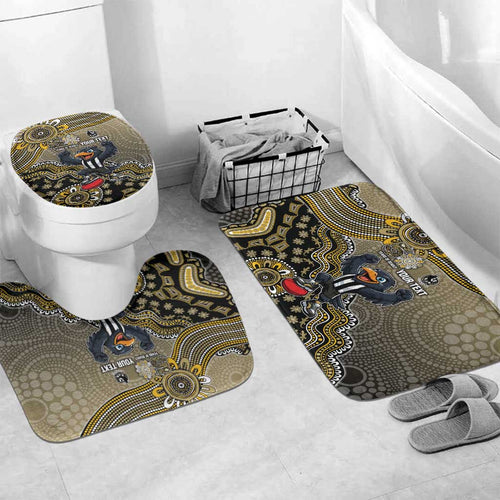 Personalized Magpies Football Mascot Bathroom Set Aboriginal Dot Art Style Vibrant Indigenous Pattern Design