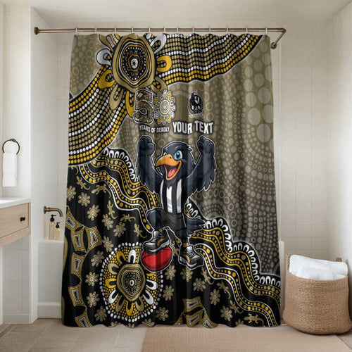Personalized Magpies Football Mascot Bathroom Set Aboriginal Dot Art Style Vibrant Indigenous Pattern Design