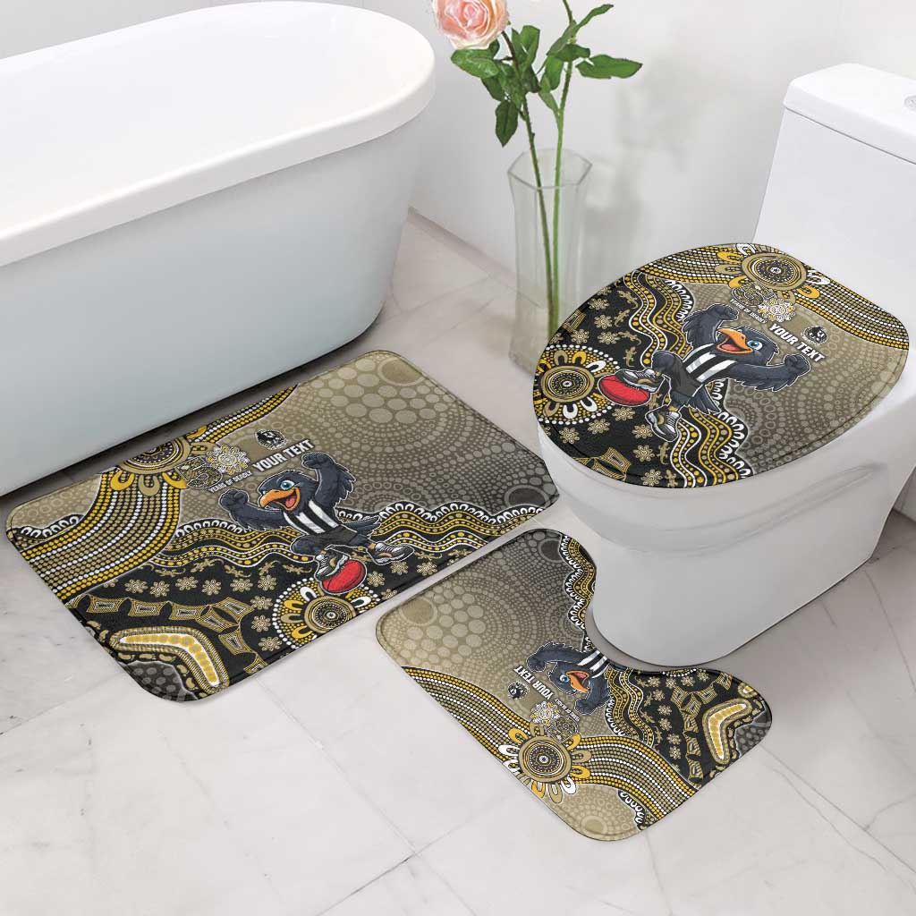 Personalized Magpies Football Mascot Bathroom Set Aboriginal Dot Art Style Vibrant Indigenous Pattern Design