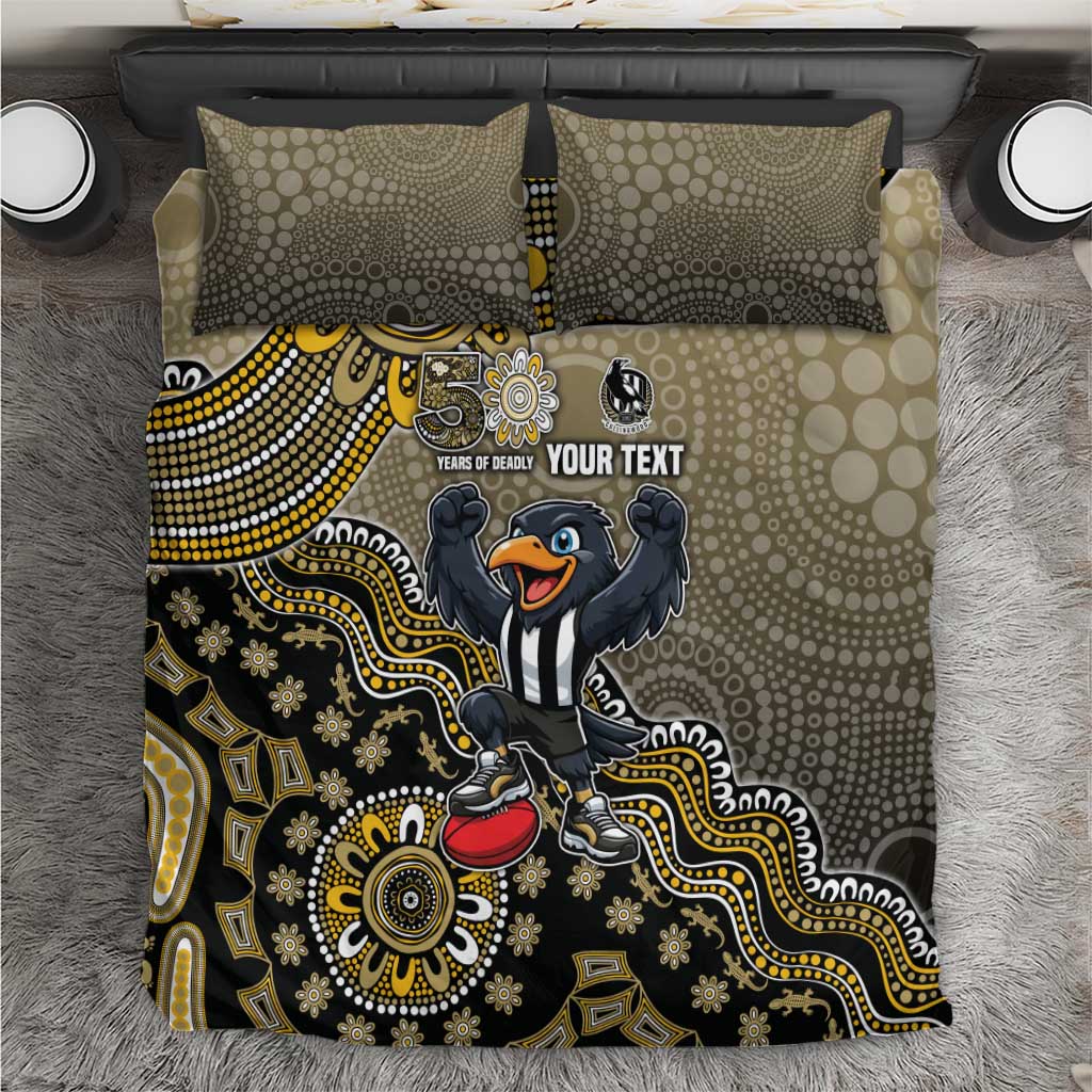 Personalized Magpies Football Mascot Bedding Set Aboriginal Dot Art Style Vibrant Indigenous Pattern Design
