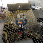 Personalized Magpies Football Mascot Bedding Set Aboriginal Dot Art Style Vibrant Indigenous Pattern Design