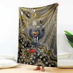 Personalized Magpies Football Mascot Blanket Aboriginal Dot Art Style Vibrant Indigenous Pattern Design