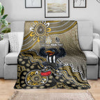Personalized Magpies Football Mascot Blanket Aboriginal Dot Art Style Vibrant Indigenous Pattern Design