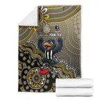 Personalized Magpies Football Mascot Blanket Aboriginal Dot Art Style Vibrant Indigenous Pattern Design