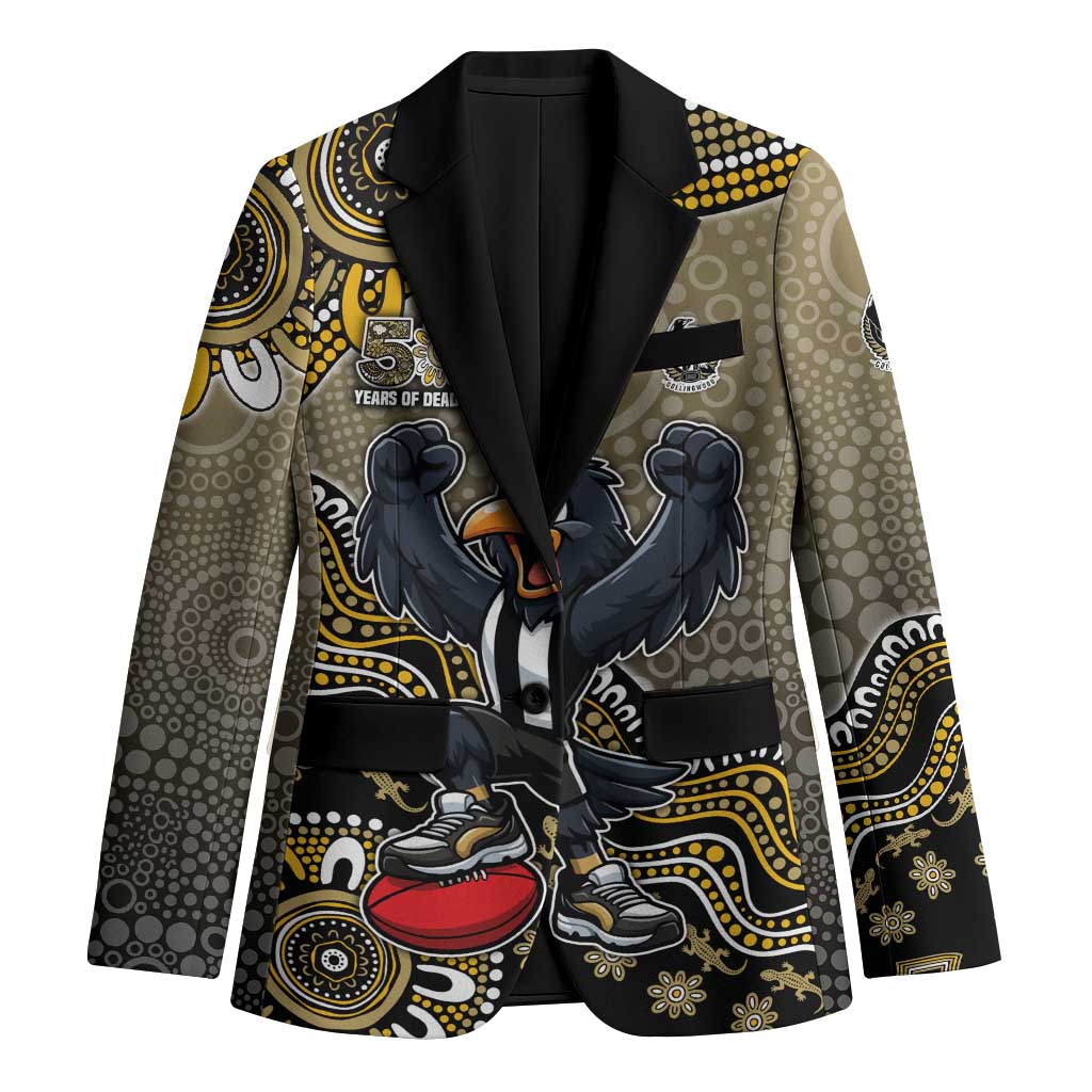 Personalized Magpies Football Mascot Blazer Aboriginal Dot Art Style Vibrant Indigenous Pattern Design