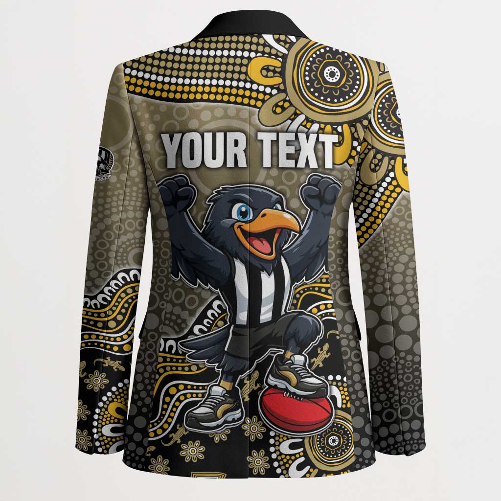 Personalized Magpies Football Mascot Blazer Aboriginal Dot Art Style Vibrant Indigenous Pattern Design